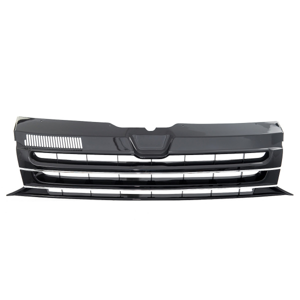Upgrade Sportgrill / Kühlergrill ohne Emblem für Volkswagen T5 GP (Facelift) 10-15 schwarz Hochglanz